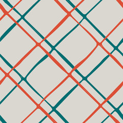 Simple abstract geometric background. Seamless pattern with rhombus. Plaid ornament. Doodle style vector illustration for paper, fabric, textile.
