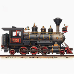 a vintage steam locomotive with elegant golden accents