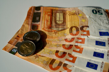 euro coins and euro banknotes