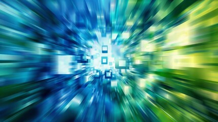 Blue and Green Blurred Motion Defocused Abstract generative ai