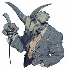The Ultimate Host: A Parasaurolophus in a Suit and Tie - obrazy, fototapety, plakaty