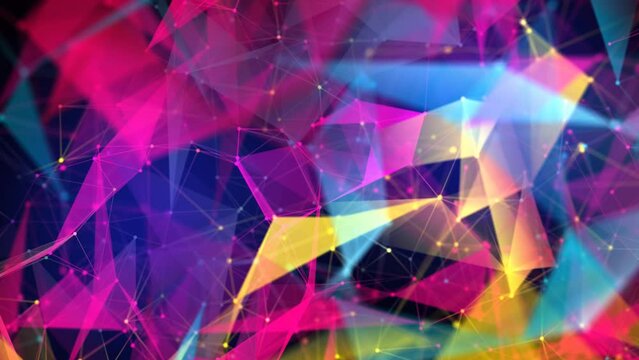 Plexus Background Animation Video with an elegant combination of pink, blue and yellow