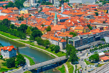 Aerial view of Slovenian town Celje