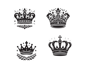 Crown silhouette vector icon graphic logo design