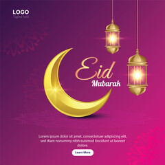 Eid Mubarak And Eid Ul Fitr Social Media post or Banner Or Instagram Post Template 
