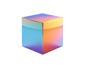 Gradient futuristic cube isolated on transparent background