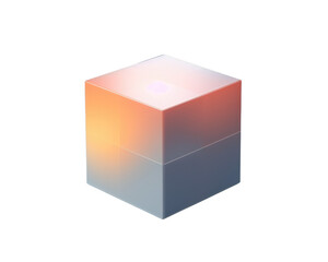Fototapeta premium Gradient futuristic cube isolated on transparent background