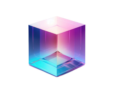 Gradient futuristic cube isolated on transparent background