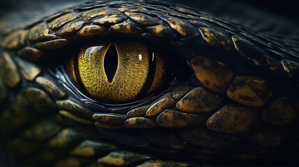 Extreme close up of snake eye front view looking at camera horizontal banner with copy space. - obrazy, fototapety, plakaty