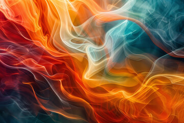 Abstract patterns of swirling smoke in orange-blue tones. Background. The play of light and color...