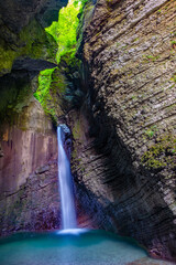 View of Kozjak waterfall in Slovenia
