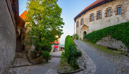 Courtyard of the Bled castle in Slovenia