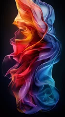 Fotobehang Colorful Smoke Pattern on Black Background © olegganko