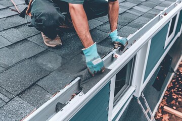 Roofer Installing Asphalt Shingles