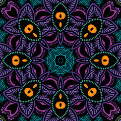 Patrón sin costuras - mandalas - colores - caleidoscopio - estampado - fondo