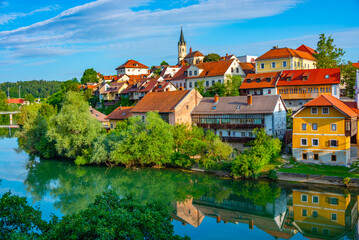 Obraz premium Panorama view of Novo Mesto in Slovenia