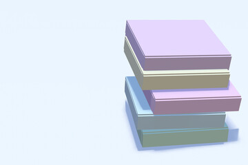 Closed square folding gift box mock up on white background. Side view. 3d illustration.