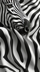 Naklejka premium Close Up of a Black and White Zebra