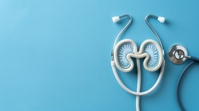 Stethoscope adorned with a kidney symbol, symbolizing renal examination and urological health.
