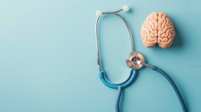 Stethoscope adorned with a brain symbol, symbolizing neurological examination and cognitive health.
