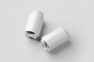White small beer or soda aluminum can mockup.