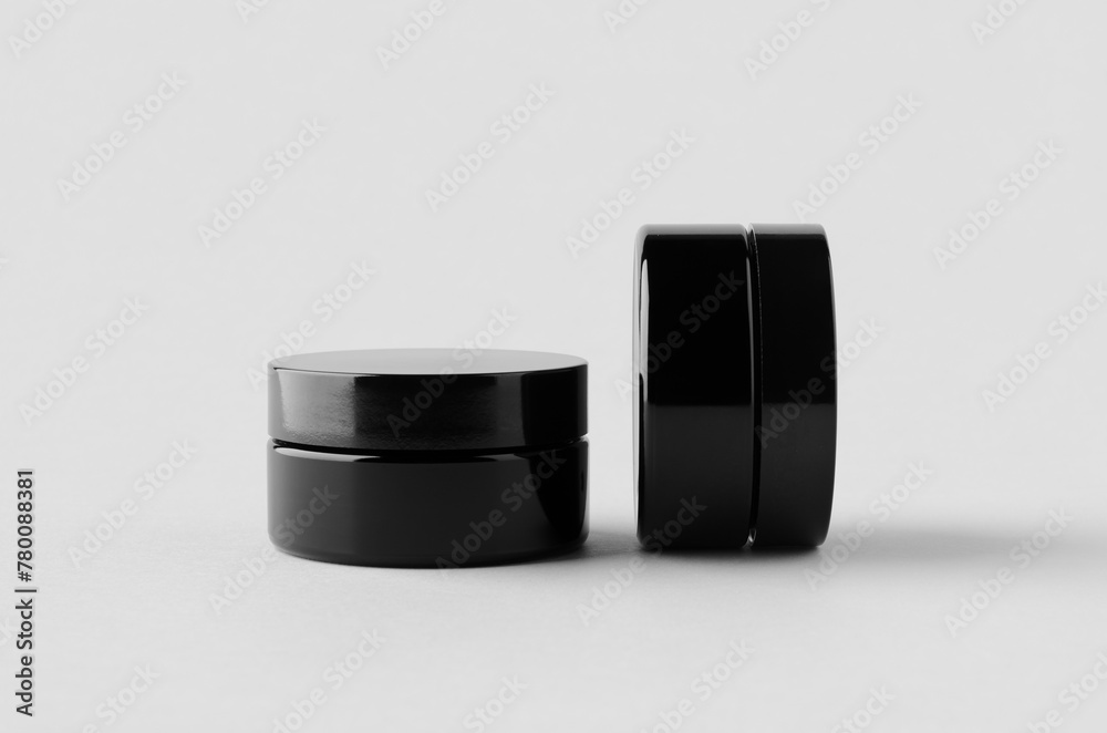 Wall mural Black glass cream jar packaging mockup.