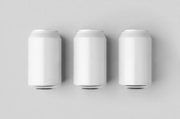 White small beer or soda aluminum can mockup.