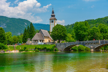 Church at Ribcev Laz near lake Bohinj in Slovenia