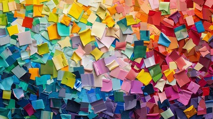 A colorful mosaic made from small pieces of fabric