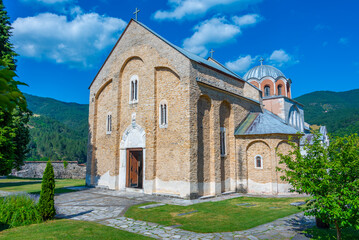 Studenica monastery during a sunny day in Serbia