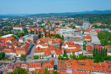 Aerial view of the University library at the Slovenian capital L