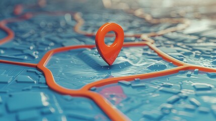 Locator mark of map and location pin or navigation icon sign on blue background with search...