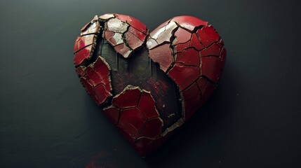 A cracked heart on a black background: This would be a sad and melancholic image