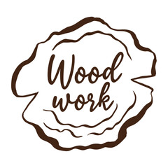 Vector old dry brown wood logo. Wood work line icon