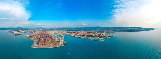Aerial view of Port of Koper in Slovenia - obrazy, fototapety, plakaty