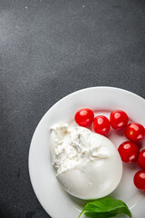 burrata cheese portion buffalo burrata cooking appetizer meal food snack on the table copy space food background rustic top view