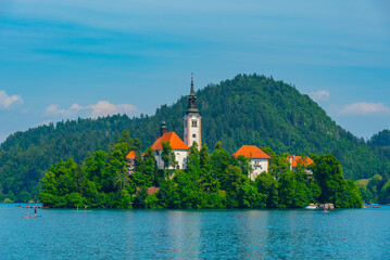 Assumption of Maria church at lake Bled in Slovenia