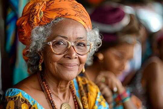 An older woman with glasses and a head scarf is featured in this video