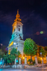 Fototapeta na wymiar Night view of Cathedral Church of Saint Michael the Archangel in