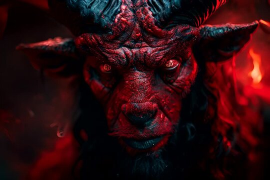 A red demon with imposing horns is featured in this video, showcasing its eerie presence and unique characteristics