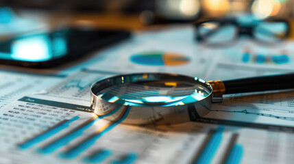 Magnifying Glass on Business Stock Shares Data