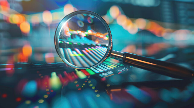 Magnifying Glass on Business Stock Shares Data
