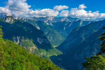 Fototapeta na wymiar View over the Triglav national park from Supca viewpoint in Slovenia