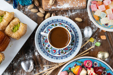 Colorful Candy and Chocolate in the Turkish Desserts, Special Concept Photo for Ramadan, Üsküdar Istanbul, Turkiye (Turkey)