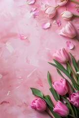 Obraz premium pink tulips on a pink background