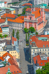 Fototapeta na wymiar Aerial view of the city center of Slovenian capital Ljubljana