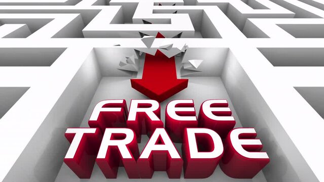 Free Trade Break Through Barriers Maze Tariffs Taxes Fees International Commerce Business 3d Animation