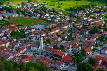 Fototapeta na wymiar Aerial view of Slovenian town Kobarid