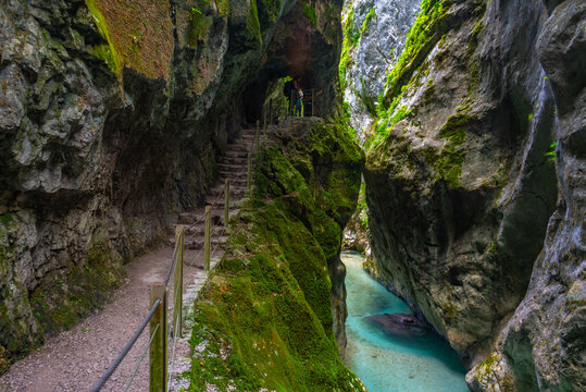 Tolmin gorge during a summer morning in Slovenia