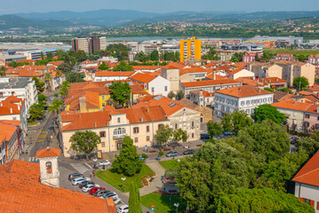 Fototapeta na wymiar Rooftops of historical center of Slovenian town Koper
